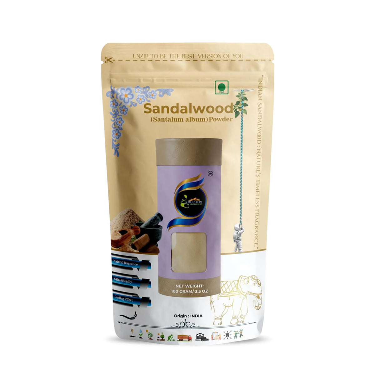 Sandalwood (Chandan) Powder 100g pouch by Ruphe19 Naturenest