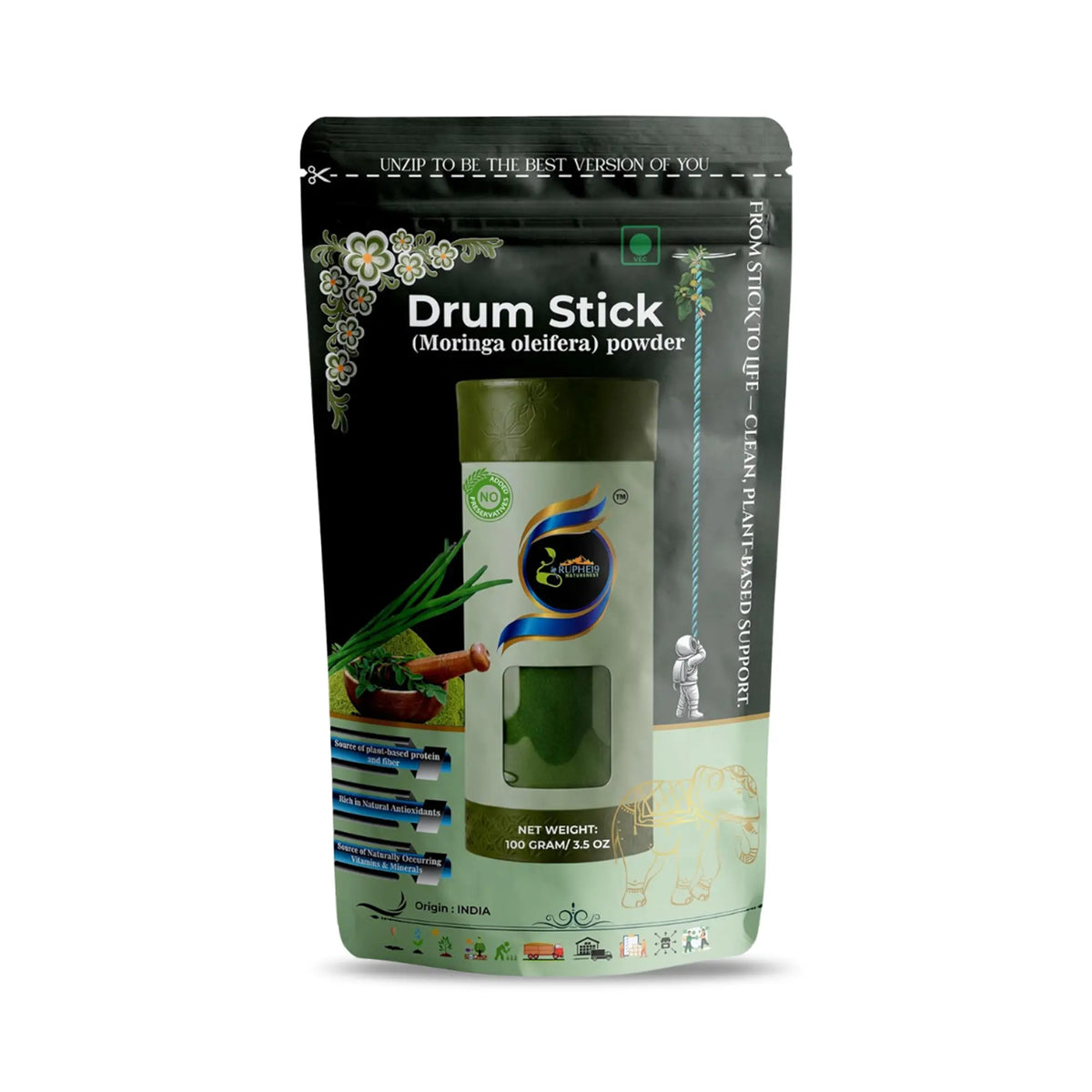 Drumstick (Moringa Pod) Powder 100g pouch by Ruphe19 Naturenest