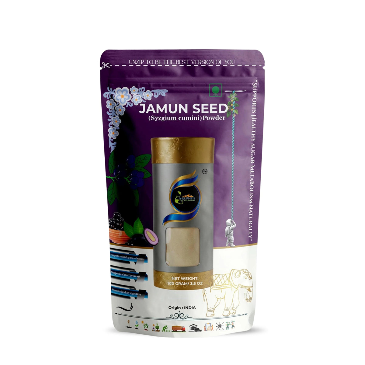 Jamun Seed Powder 100g pouch by Ruphe19 Naturenest