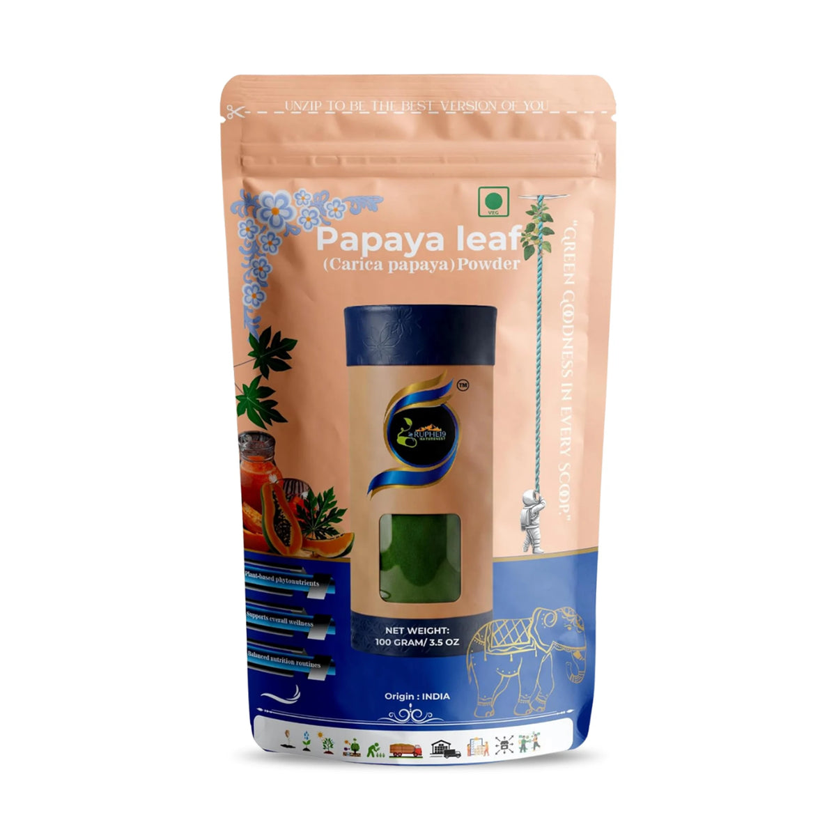Papaya Leaf Powder 100g pouch by Ruphe19 Naturenest