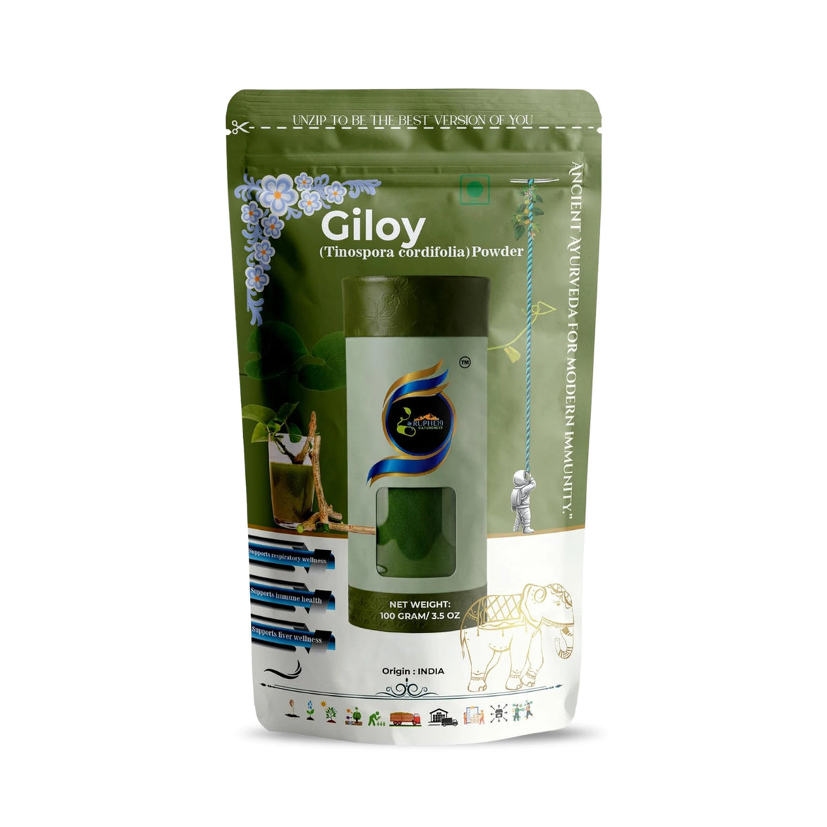 Giloy (Guduchi) Powder 100g pouch by Ruphe19 Naturenest