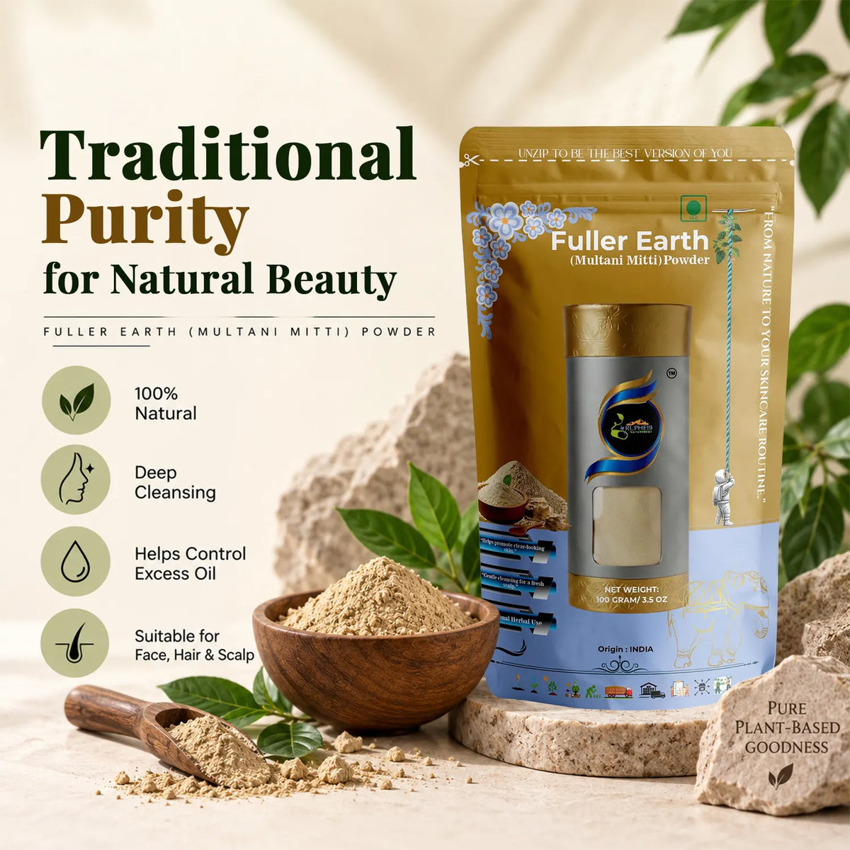 Multani Mitti (Fuller's Earth) Powder by Ruphe19 Naturenest, photo 3