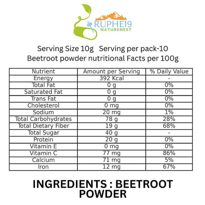 Beetroot Powder – Natural Nitrate Booster for Energy & Glow